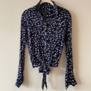 Banana Republic Tie Waist Floral Blouse